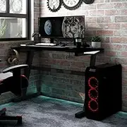 Gaming Desk LED Black 90x60x75 cm Ergonomic USB Cup Holder Earphone Rack