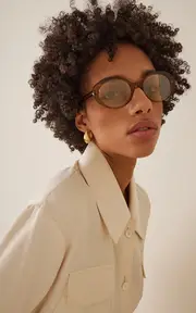 [Oliver Peoples] Lumar Round-Frame Acetate Sunglasses