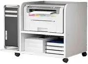 Printer Table Dual-Layer Multifunctional Stand Large-Capacity Under-Desk Organizer Printer Stand Mobile Simple Stand Printer Shelf(White)
