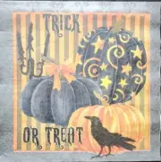 Two Halloween Crow Pumpkin Paper Luncheon Napkins Art Crafts Decoupage