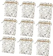 HAWILLOSCH 50pcs Gilding Organza present Bags with Drawstring Closure for Christmas Candy Storage Elegant Design for Weddings Parties and Festivals and Fade Resistant
