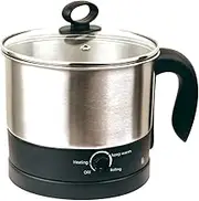 Uniware 70019 1.2 LT S.S304 Electric Cooker W. Rotating Base, 8.7'' x 6.7'' x 7', Silver & Black