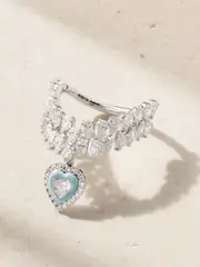[Kamyen] Kamyen - Heart Of The Ocean 18-karat White Gold, Diamond And Enamel Ring - Silver - 7 7 Silver