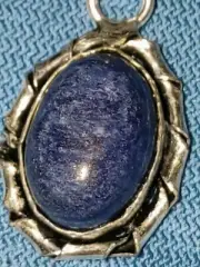 925 SILVER WITH LAPIS LAZULI PENDANT ON 2mm BLACK LEATHER CORD LOBSTER CLASP