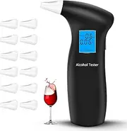 RUTIDA Breathalyzer & Alcohol Tester with 12 Mouthpieces, Professional Breathalysers Portable Alcohol Breath Tester with LCD Display Digital Fast, High Accuracy