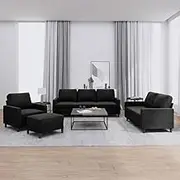 Generic 4 Piece Sofa Set with Cushions Black Velvet,3201491