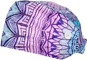 [FVQL] Set of 2 Bouffant Caps, Reusable Surgical Cap Scrub Caps Women, Mandala Pattern Flower