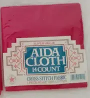 Aida Cloth 14 Count Cross Stitch Fabric Red 12" x 18" NEW