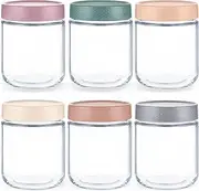 Feshory 6 Pack (550 ML/19 Oz) Overnight Oats Container Jar with Lid - Glass Food Storage Containers - Meal Prep Container for Salad, Spice, Snacks, Dressing Sauce