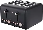 [Pronti] 4 Slice Electric Toaster Rose Trim Kitchen Collection (Black)