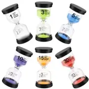 6x Sand Timers Set Seconds 1/3/5/10/15/30 Minutes Hourglass Cooking Exercise