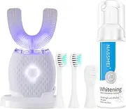 Goodcorn Ultrasonic Toothbrush Automatic Toothbrush for Adults 30'' Automatic Timer Wireless Charging Washable Travel Home Dual-use（White）