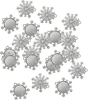 [B Baosity] 20 Snowflake Pendant Tray Cabochon Setting Set