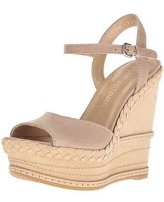 Stuart Weitzman Women's Clean Brown Leather Wedge Sandal Z3987 Size 10
