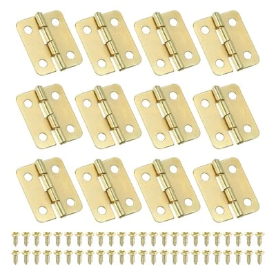 12 x Small Butt Hinges 3/4 Inch Mini Jewelry Box Hinge with Screw Gold