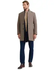 [Oxford] Austin Wool Check Coat in Brown Check