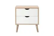 Shangri-La Nyhavn Collection Chest of 2 Drawer Bedside Table (White/Oak)