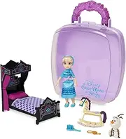 Disney Store Official Elsa Frozen Mini Doll Playset, Once Upon a Story Collection, 7-Piece Figure Set with Accessories, Includes Olaf, Rocking Horse, Age 3+