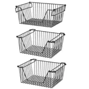 Wire Storage Baskets, Freezer Baskets Farmhouse Stackable Organizer Storage B...