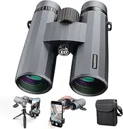12x42 Binoculars for Adults High Powered Binoculars Waterproof Compact Binoculars with Low Light Night Vision for Hunting Outdoor Sports Concerts Bird Watching Grey