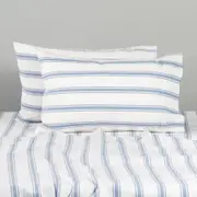 Modella Stripe Sheet Set - White, Double, 100% Cotton