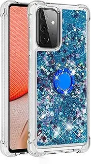 Liquid Case Silicone for Galaxy A72 5G with Ring Holder, Soft Silicone Liquid Bumper Case Transparent Protective Cover Yellowing-Resistant Gel Back Case Scratch Compatible with Samsung Galaxy A72 5G