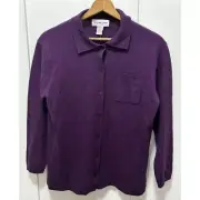 Preston & York NEW With tags Purple Lambswool Angora Long Sleeve Button Up