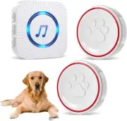 ChunHee Smart Dog Door Bell Wireless White, 1 White Receiver+2 Button