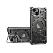 For Iphone 15 Auspicious Cloud Series Magsafe Metal Phone Case With Bracket