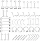 Clear Nose Rings Studs Clear Piercing Retainer Set Septum Lip Cartilage Tongue