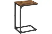 Rustic Brown and Black C-Shaped End Table - Industrial Sofa Side Table