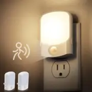 Motion Sensor Dusk to Dawn Night Light, 2Pack Dimmable Plug in Cream