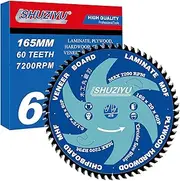 [LSHUZIYU] 165mm 60T, Thin Kerf 1.6mm. Centre Hole 20mm with 15.88mm Washer. Wood Cutting Circular Saw Blade, for HIKOKI Milwaukee Bosch DEWALT Cordless Saw.