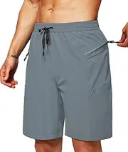 [Rancoto] Men's Swim Trunks with Liner Board Shorts for Men with Zipper Pockets Swimsuit Bathing Suit Shorts