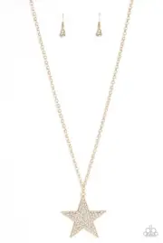 Rock Star Sparkle Gold Necklace & Earrings Paparazzi