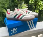 Adidas Originals Unisex Samba OG's Off White Red/ Green Size 4Y/36 So Rare!