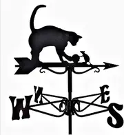 Classic Weathervane Farm Scene Garden Stake Weather Vane Wind Direction Indicator with Anti-Rust Coating for Garden Patio Yard Ornament Decoration - Cat