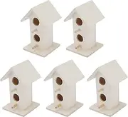 5Pcs Wooden Bird House, Mini Outdoor Hanging Birdhouse Bird Nesting Box Garden Balcony Courtyard Ornaments, Birds Nests for Parrots Sparrow and Hummingbird