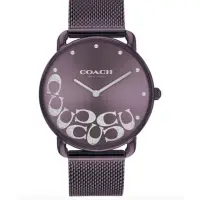 在飛比找momo購物網優惠-【COACH】官方授權C2 經典大C面 紫色米蘭錶帶 女錶-