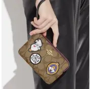 Disney X Coach Corner Zip Wristlet Signature Canvas Patches evil queen ursula