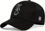[QOHNK] Poker Hat for Men Baseball Cap Poker Lucky Card Hat Baseball Embroidered Spades K Sun Hat Fishing Caps