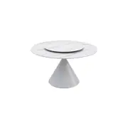Wynot Ceramic/Marble Round Dining Table/Lazy Susan/ White Steel Base
