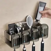 Space Metal Toothbrush Holder Wall Mounted Toothpaste Bathroom Rack with Cups
