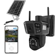 4K Solar Security Camera 8MP with AI Human Tracking, 360° Wireless Outdoor Camera, IP55 Waterproof, 8000mAh Battery, 2 Way Audio, Cloud Storage, No Monthly Fee