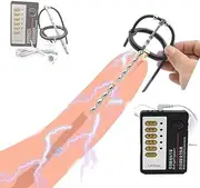 Stainless Steel E-Stim Shock Dilator Sound Plug Dilator G-Spot Masturbation Male Penis Urethral Stretcher Sex Toys BDSM (A(With power supply), 120mm)