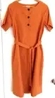 GORMAN Terracotta S/Sleeve A-Line with Belt Pockets Cotton Dress Size 10