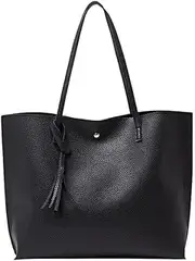 [Generic] Women Large Tote Bags Top Handle Satchel Handbags PU Faux Leather Tassel Shoulder Purse Big Capacity Tassel Handbag for Women Girl Black
