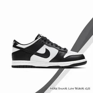 【NIKE 耐吉】休閒鞋 熊貓 Dunk Low GS 大童 黑白 經典款 皮革 女鞋 CW1590-100