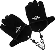 INOOMP 2Pcs Heat Resistant Gloves for Bbq Grilling Fishing Durable Slip Design with Hanging Loop for for Outdoor Cooking Fire Handling Black