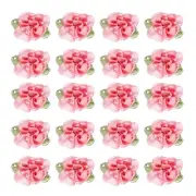20Pcs 1" Ribbon Flowers Bows Mini Satin Roses Flowers Pink/Dark Pink